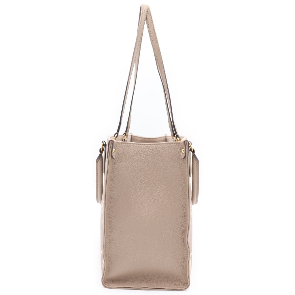 LOUIS VUITTON(ルイヴィトン) アンプラント オンザゴーMM ハンドバッグ ベージュ レザー M45494 ゴールド金具 レディース
