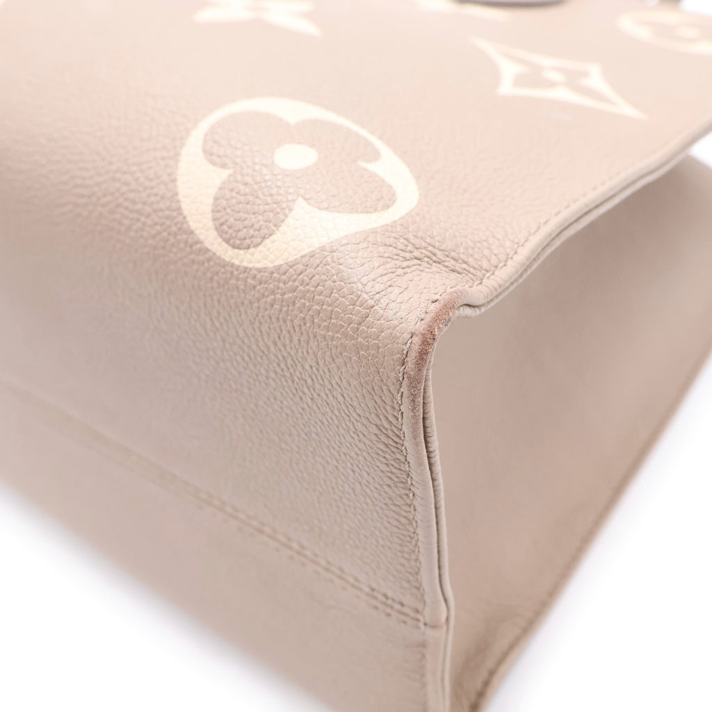 LOUIS VUITTON(ルイヴィトン) アンプラント オンザゴーMM ハンドバッグ ベージュ レザー M45494 ゴールド金具 レディース