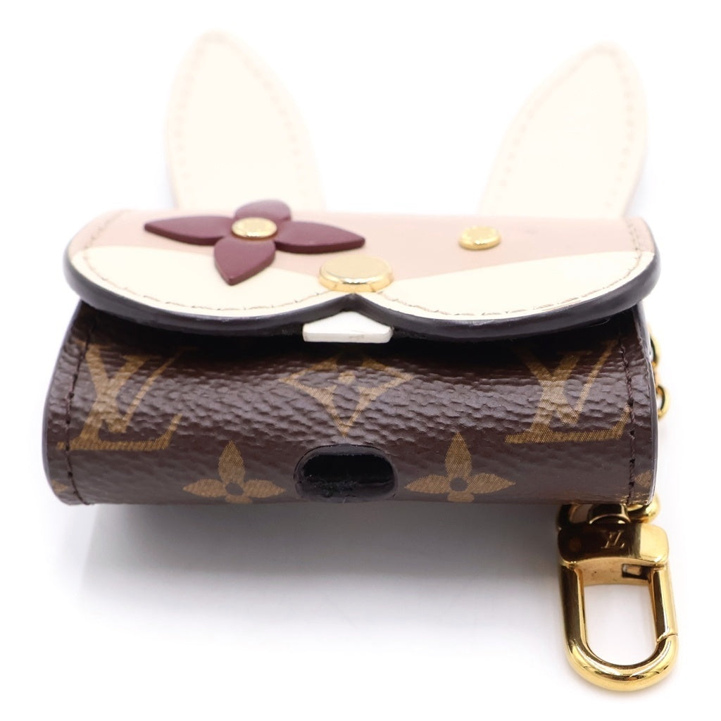 LOUIS VUITTON(ルイヴィトン) モノグラム エテュイ イヤホンケース ウサギ バッグチャーム ブラウン×アイボリー レザー GI0863 ゴールド金具 レディース