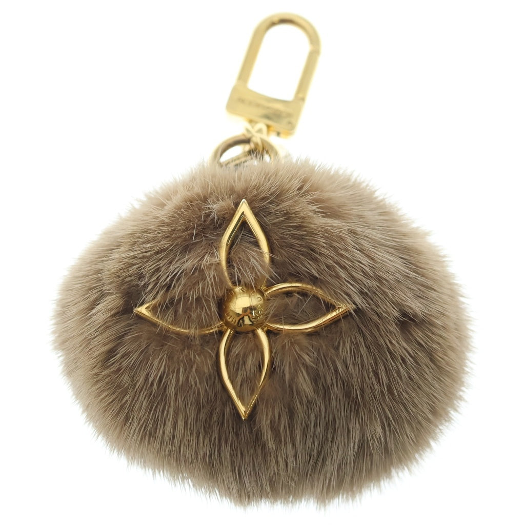 LOUIS VUITTON(ルイヴィトン) ポルトクレ・ラブリーヴィゾン ファー バッグチャーム キーホルダー ブラウン M01018 ゴールド金具 レディース