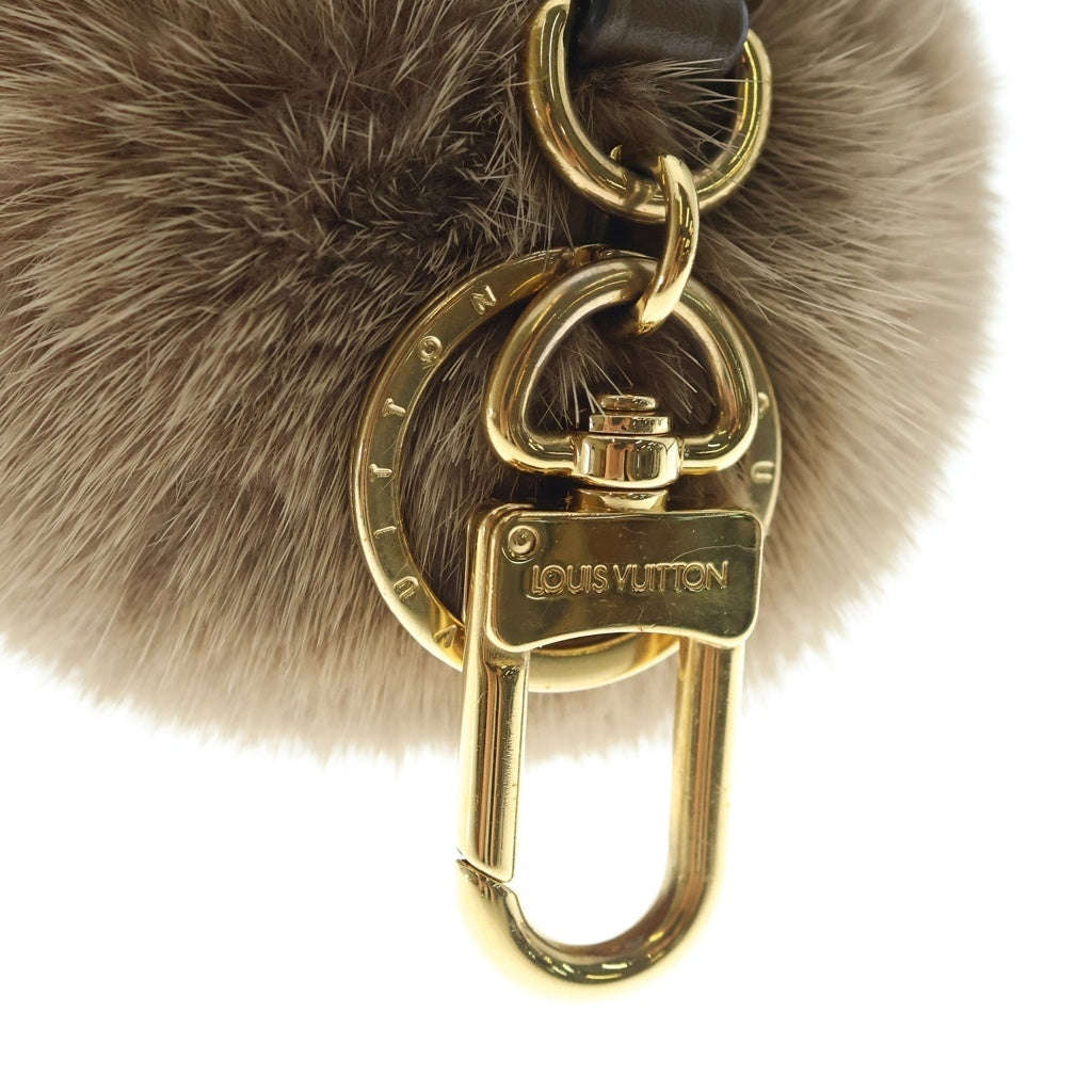 LOUIS VUITTON(ルイヴィトン) ポルトクレ・ラブリーヴィゾン ファー バッグチャーム キーホルダー ブラウン M01018 ゴールド金具 レディース