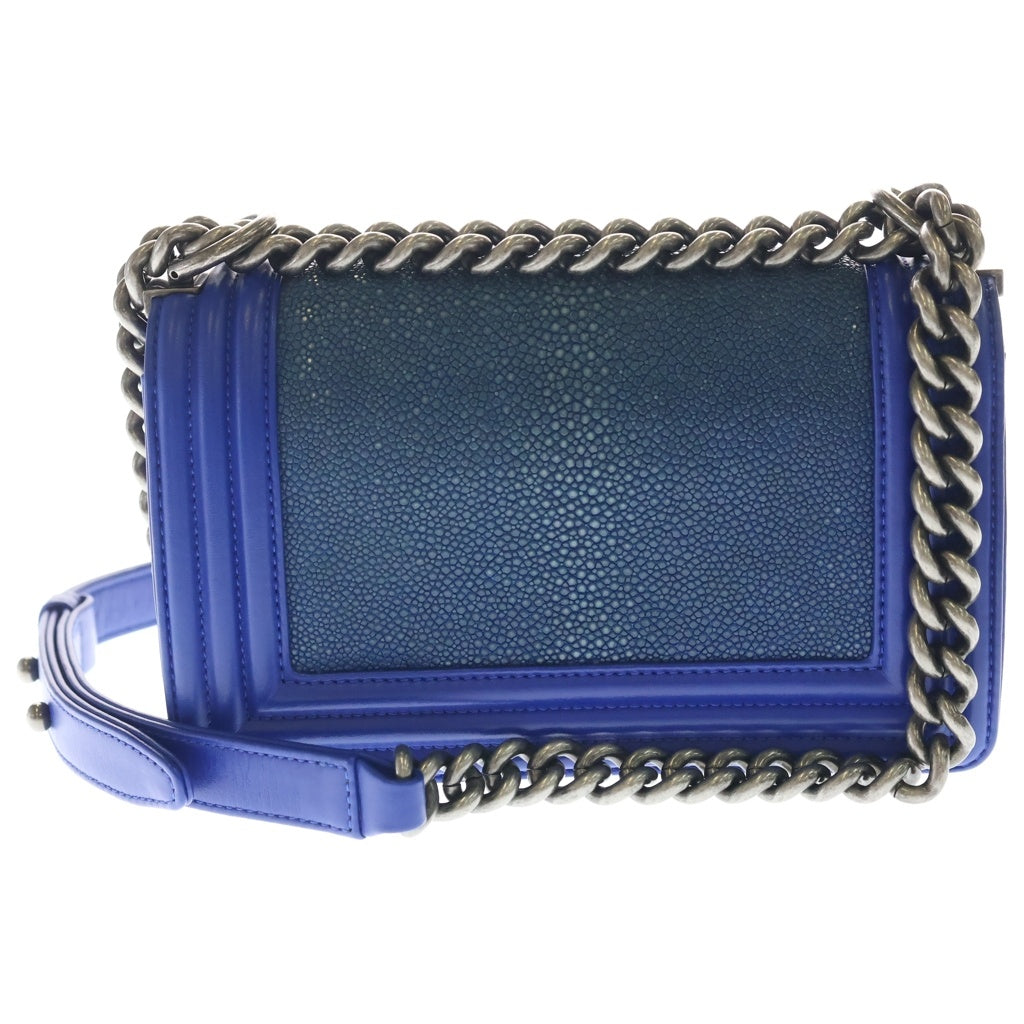 CHANEL(シャネル) ボーイシャネル ココマーク チェーンショルダー ヴィンテージ金具 ガルーシャ ブルー レディース
