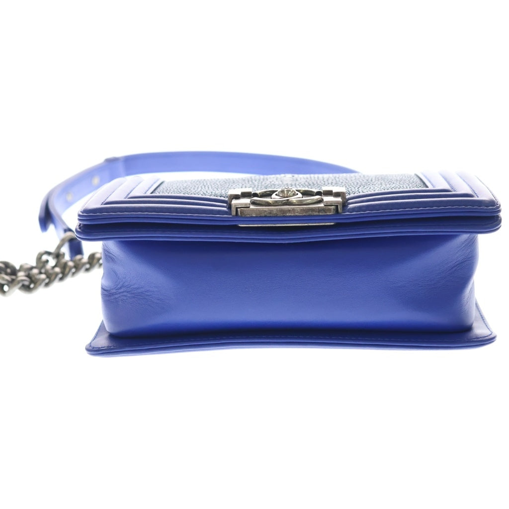 CHANEL(シャネル) ボーイシャネル ココマーク チェーンショルダー ヴィンテージ金具 ガルーシャ ブルー レディース