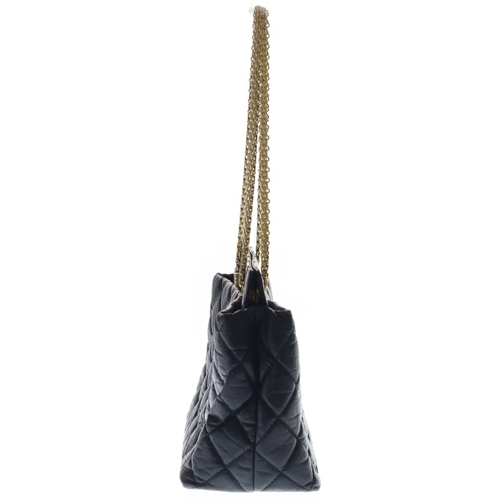 CHANEL(シャネル) マトラッセ 2.55 チェーンショルダー ゴールド金具 エイジドカーフ レザー ブラック レディース