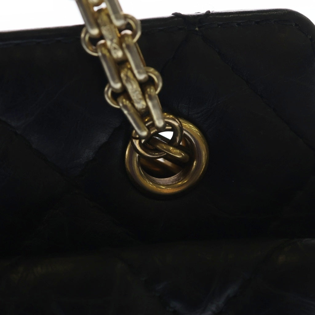 CHANEL(シャネル) マトラッセ 2.55 チェーンショルダー ゴールド金具 エイジドカーフ レザー ブラック レディース