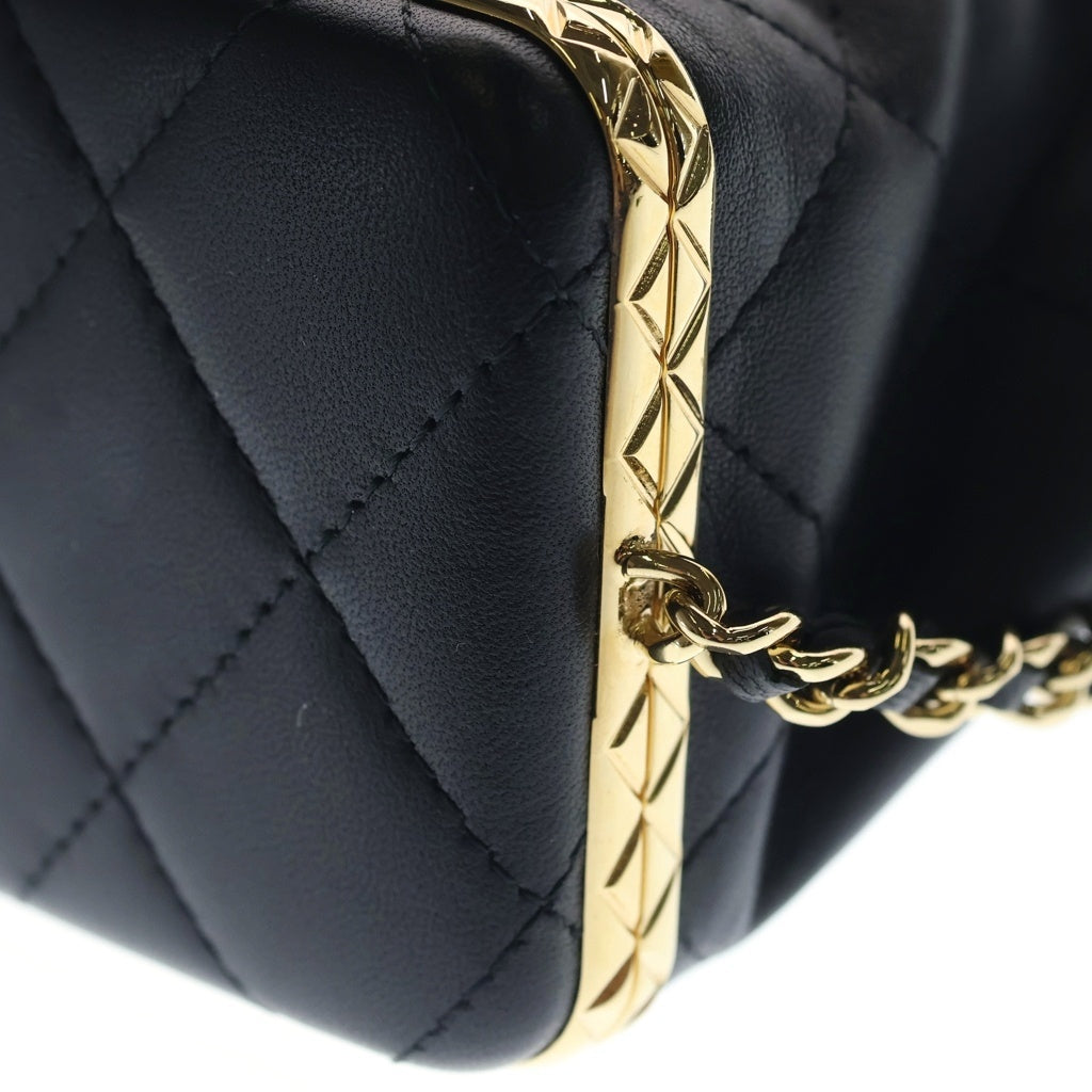 CHANEL(シャネル) マトラッセ スモール バケットバック チェーンショルダー 巾着 ゴールド金具 ラムスキン ブラック AP2750 レディース
