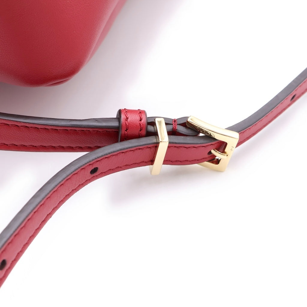 TOD'S(トッズ) レザー ゴールド金具 二つ折り ショルダーバッグ ポシェット レッド レディース