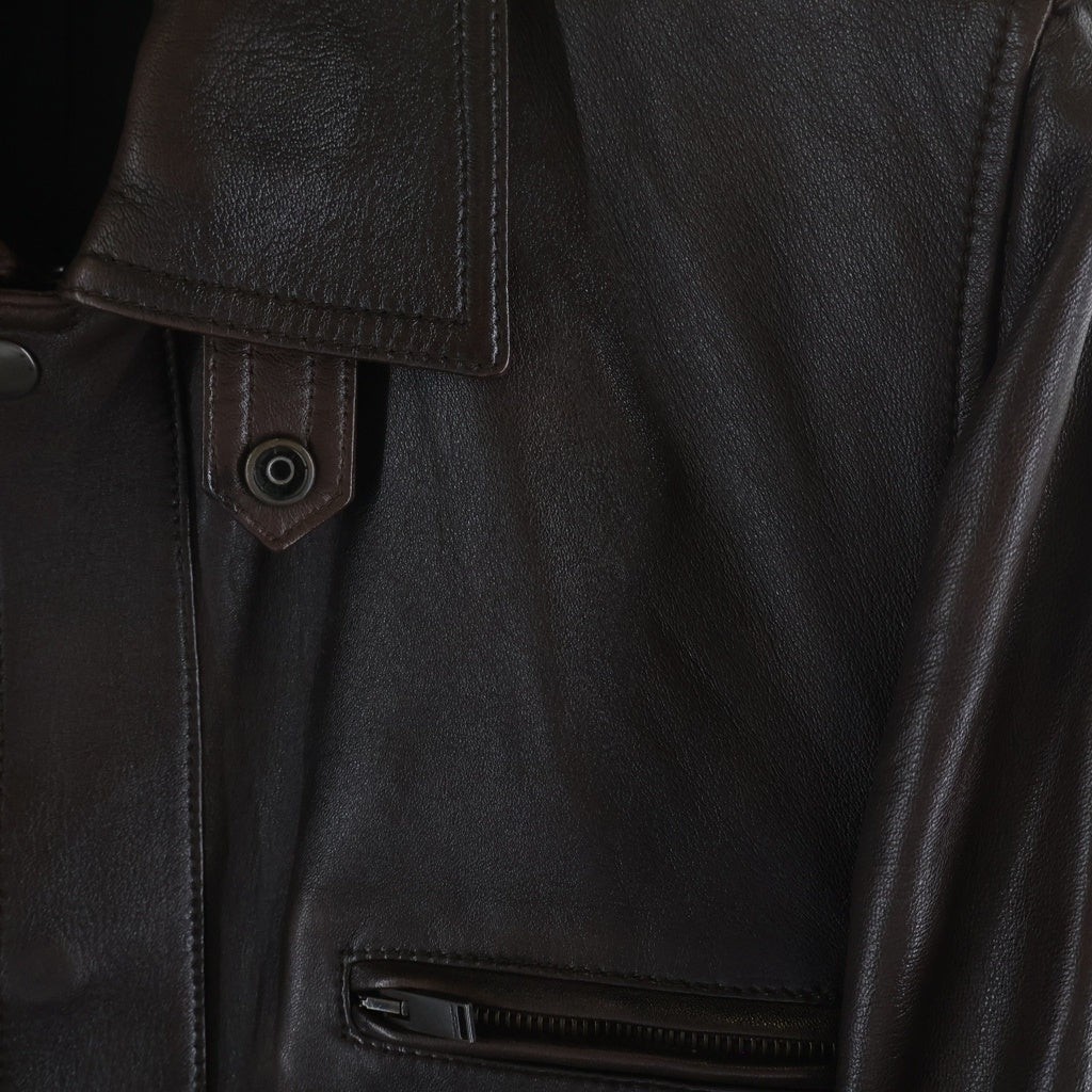 SAINT LAURENT PARIS(サンローランパリ) SAINT LAURENT PARIS レザージャケット 2022ss レザー ブラウン F34サイズ レディース