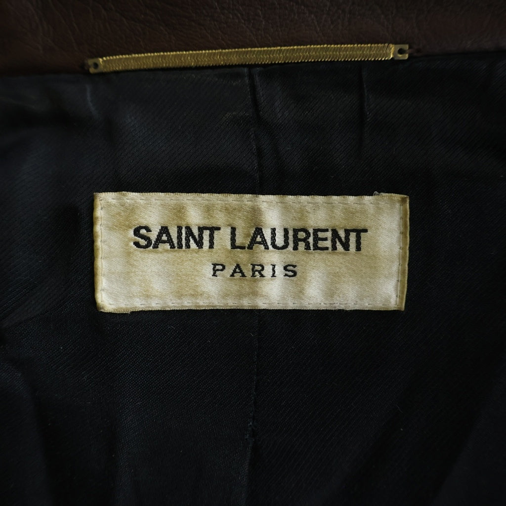 SAINT LAURENT PARIS(サンローランパリ) SAINT LAURENT PARIS レザージャケット 2022ss レザー ブラウン F34サイズ レディース