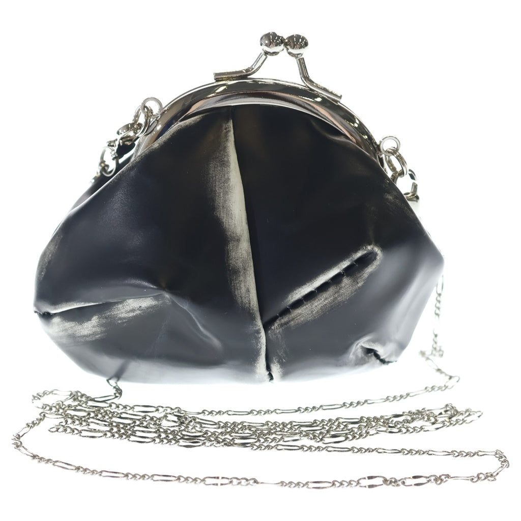 B Yohji Yamamoto(ビー ヨウジヤマモト) レザー シルバー金具 がま口 チェーンウォレット コインケース 財布 ブラック レディース