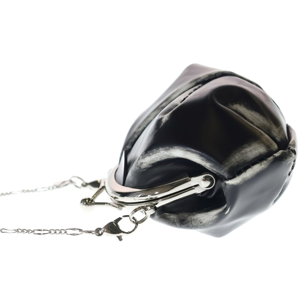 B Yohji Yamamoto(ビー ヨウジヤマモト) レザー シルバー金具 がま口 チェーンウォレット コインケース 財布 ブラック レディース