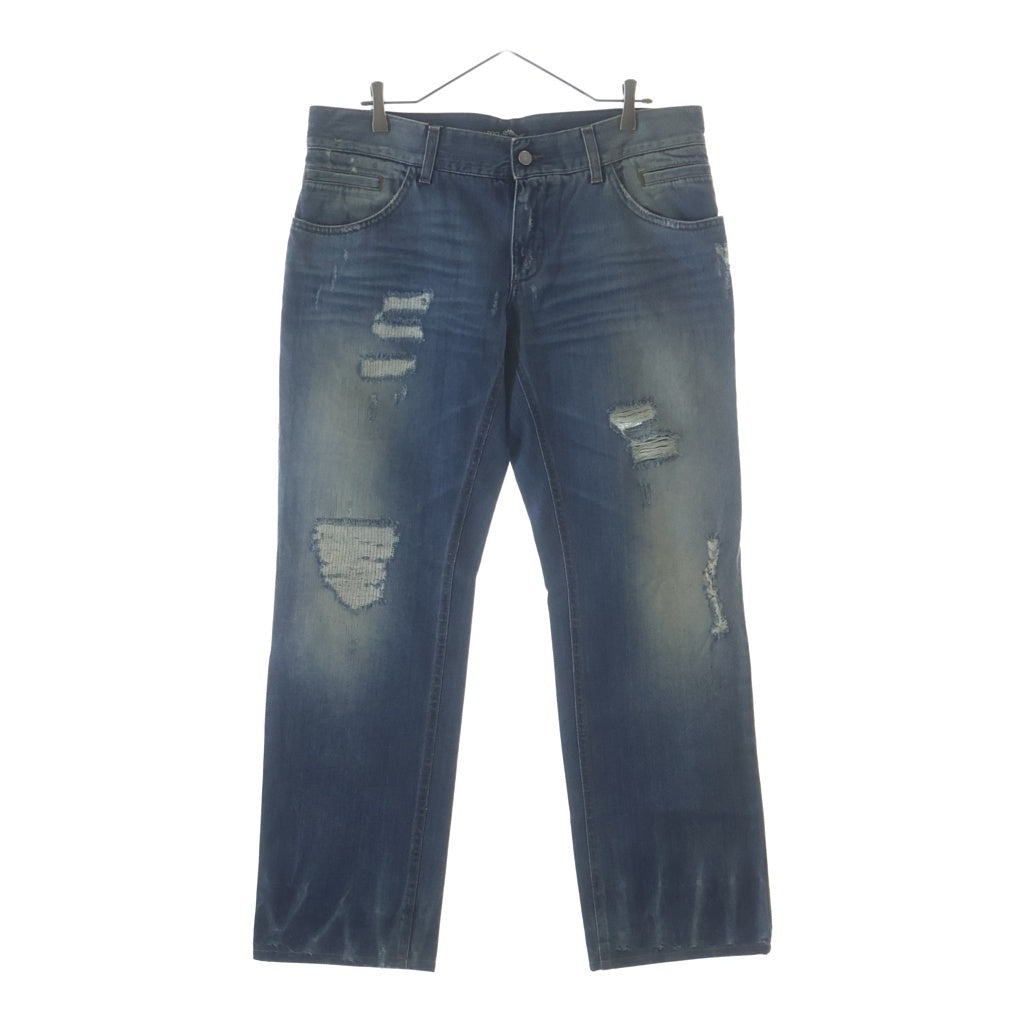 DOLCE & GABBANA(ドルチェアンドガッバーナ) ダメージデニムパンツ タグ14 インディゴブルー #52
