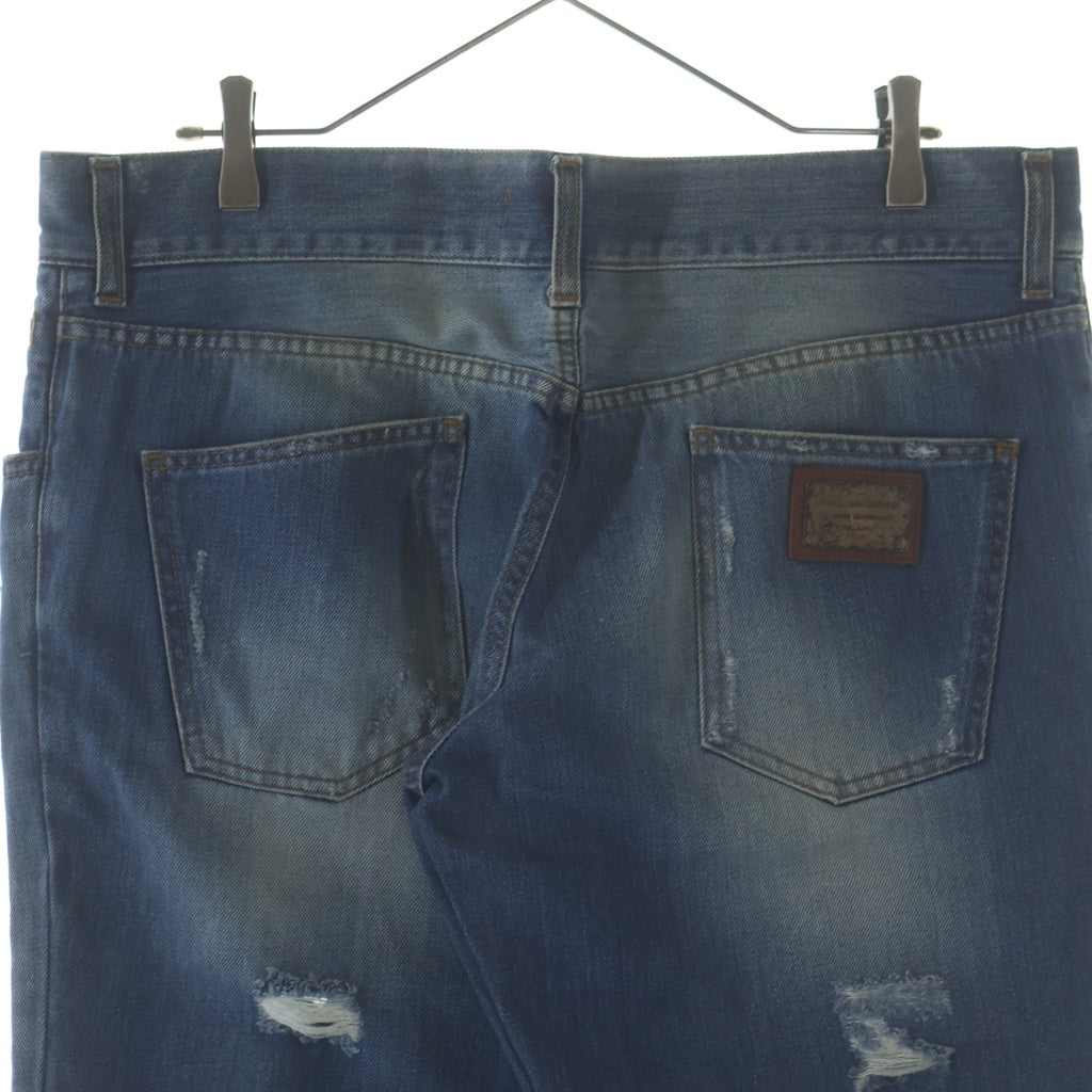 DOLCE & GABBANA(ドルチェアンドガッバーナ) ダメージデニムパンツ タグ14 インディゴブルー #52
