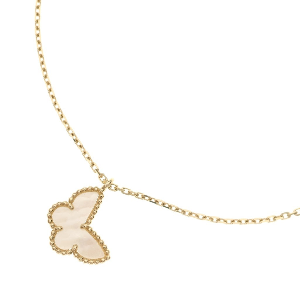 Van Cleef & Arpels(ヴァンクリーフアンドアーペル) スウィートパピヨン マザーオブパール ネックレス ペンダント チェーン ホワイト×イエローゴールド Au750YG VCARF69300 レディース