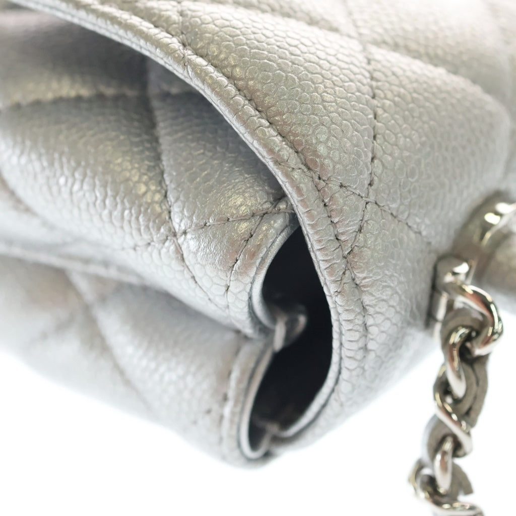 CHANEL(シャネル) ココハンドル ミニミニ 2WAYハンドバッグ ショルダーバッグ ミニバッグ シルバー キャビアスキン シルバー金具 レディース