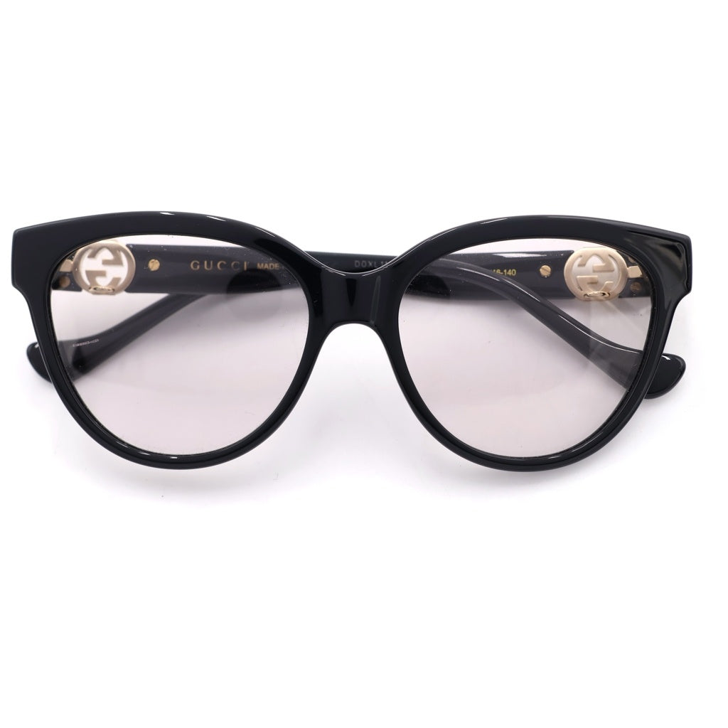 GUCCI(グッチ) Cat Eye Glasses インターロッキングG キャットアイフレーム メガネ 眼鏡 チェーンストラップ ブラック GG1024O レディース