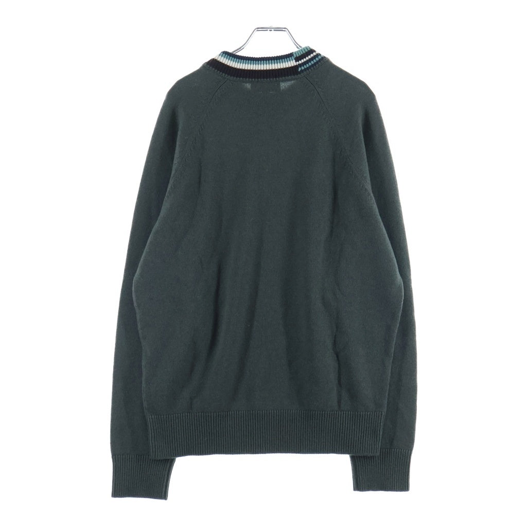 HERMES(エルメス) カシミヤ ジップアップ ニット セーター #XL カーキ/ブルー/ブラウン グリーン系