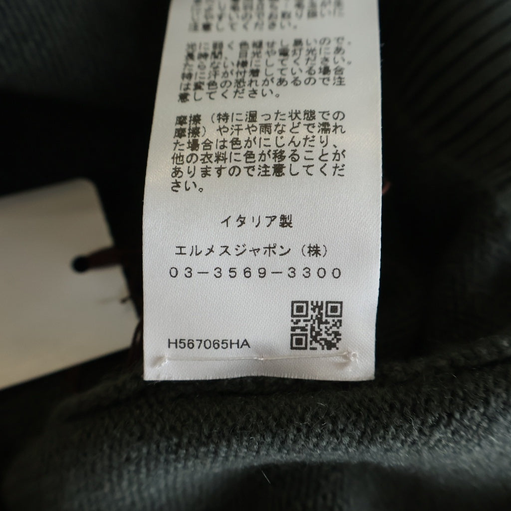 HERMES(エルメス) カシミヤ ジップアップ ニット セーター #XL カーキ/ブルー/ブラウン グリーン系