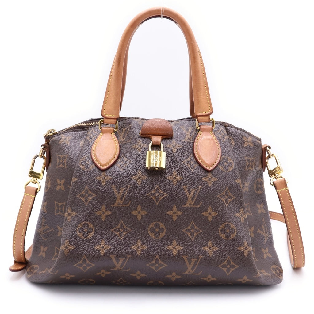 LOUIS VUITTON(ルイヴィトン) モノグラム リボリーMM 2WAYハンドバッグ ショルダーバッグ ブラウン レザー×PVC M44546 ゴールド金具 レディース