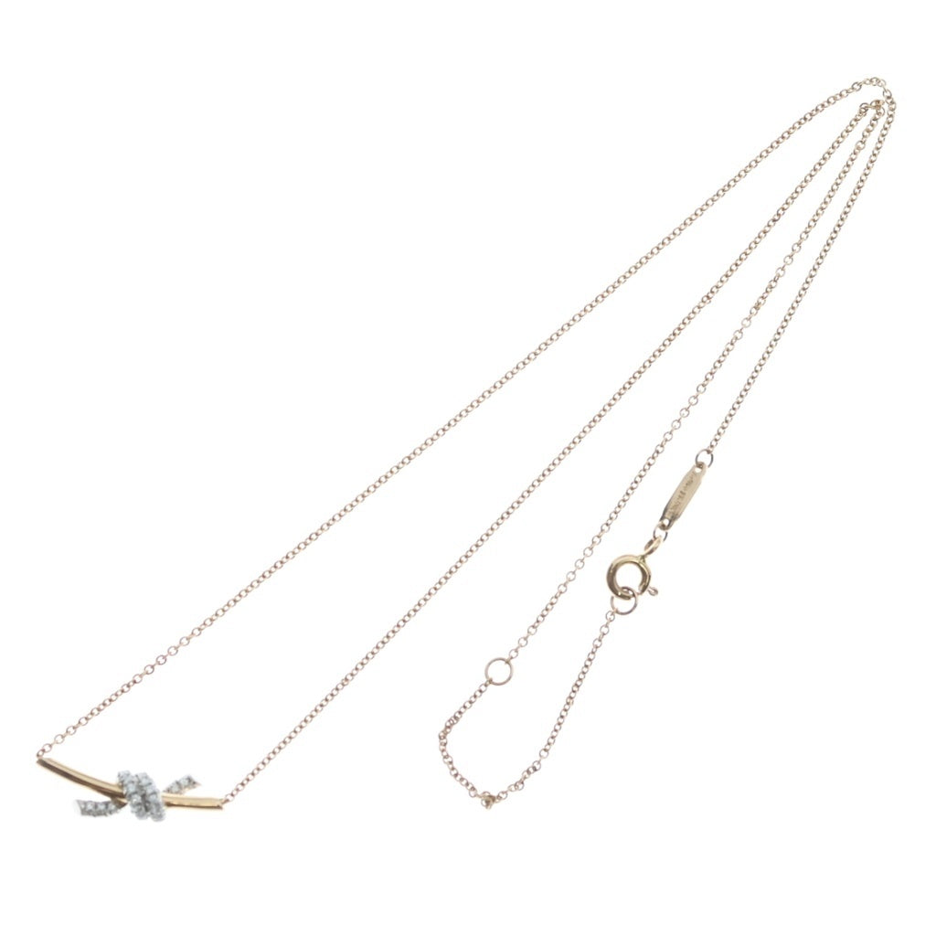 TIFFANY & Co.(ティファニー) ノット ダイヤ ネックレス ペンダント チェーン ピンクゴールド Au750PG/Pt950 レディース