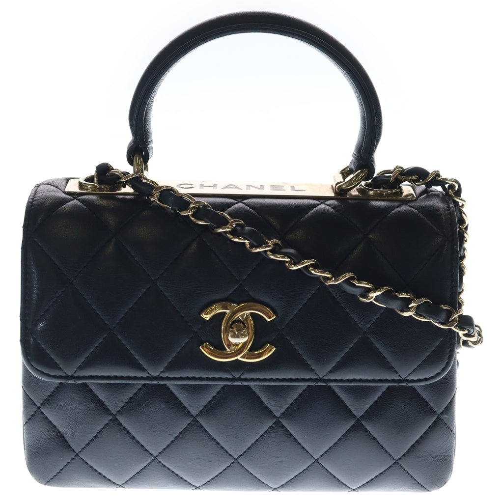 CHANEL(シャネル) トレンディCC 2WAYハンドバッグ ショルダーバッグ ブラック ラムスキン ゴールド金具 レディース