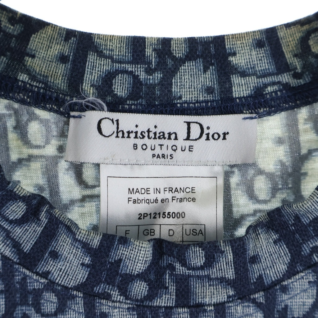 Christian Dior(クリスチャンディオール) Trotter トロッター ノースリーブトップス タンクトップ コットン 総柄ロゴ サイドライン ブルー 2P12155000 レディース