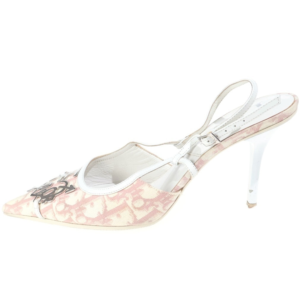 Christian Dior(クリスチャンディオール) Trotter トロッターヒールパンプス シューズ キャンバス ピンク/ベージュ レディース