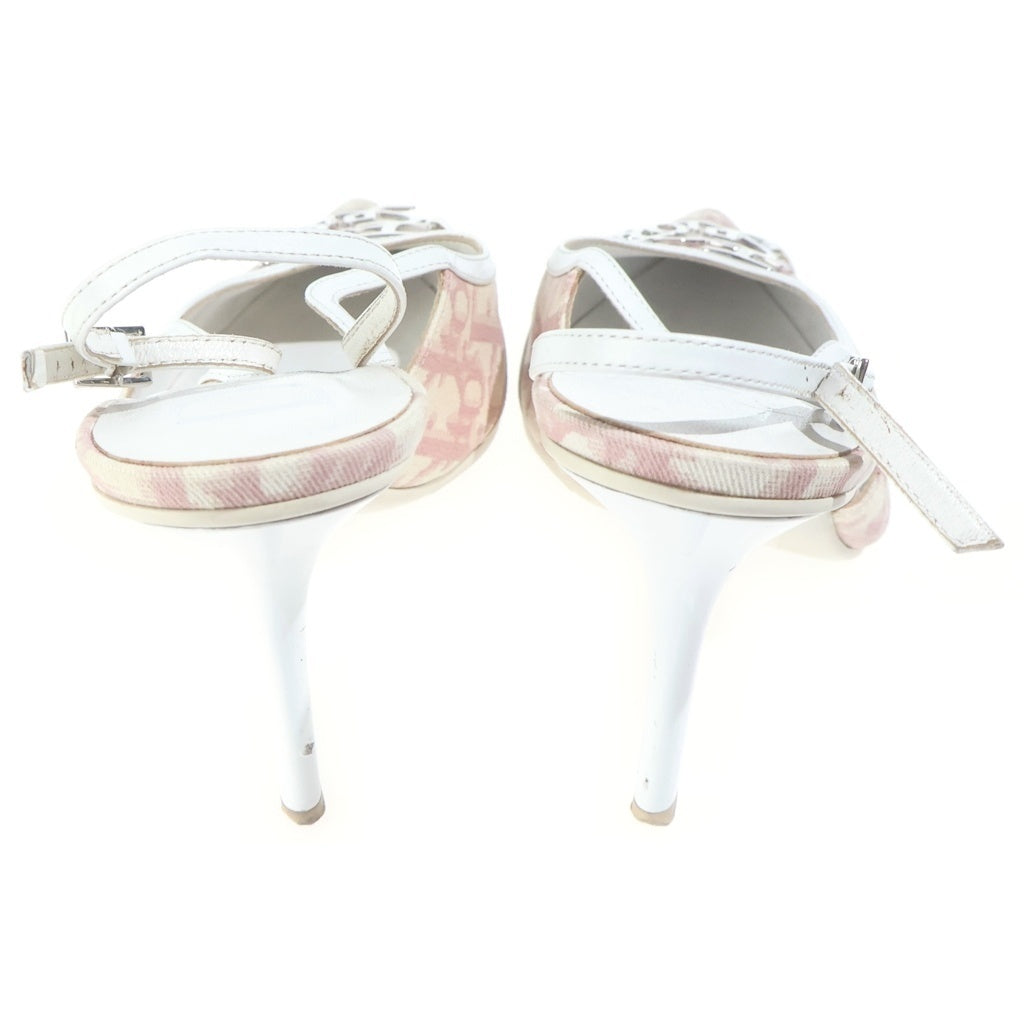 Christian Dior(クリスチャンディオール) Trotter トロッターヒールパンプス シューズ キャンバス ピンク/ベージュ レディース