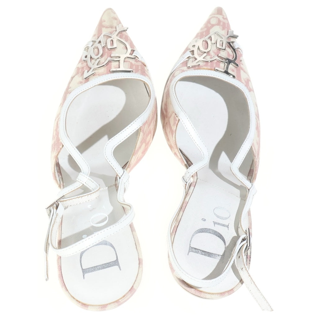 Christian Dior(クリスチャンディオール) Trotter トロッターヒールパンプス シューズ キャンバス ピンク/ベージュ レディース