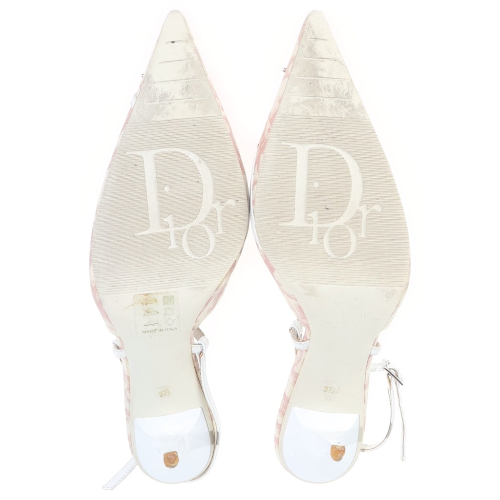 Christian Dior(クリスチャンディオール) Trotter トロッターヒールパンプス シューズ キャンバス ピンク/ベージュ レディース