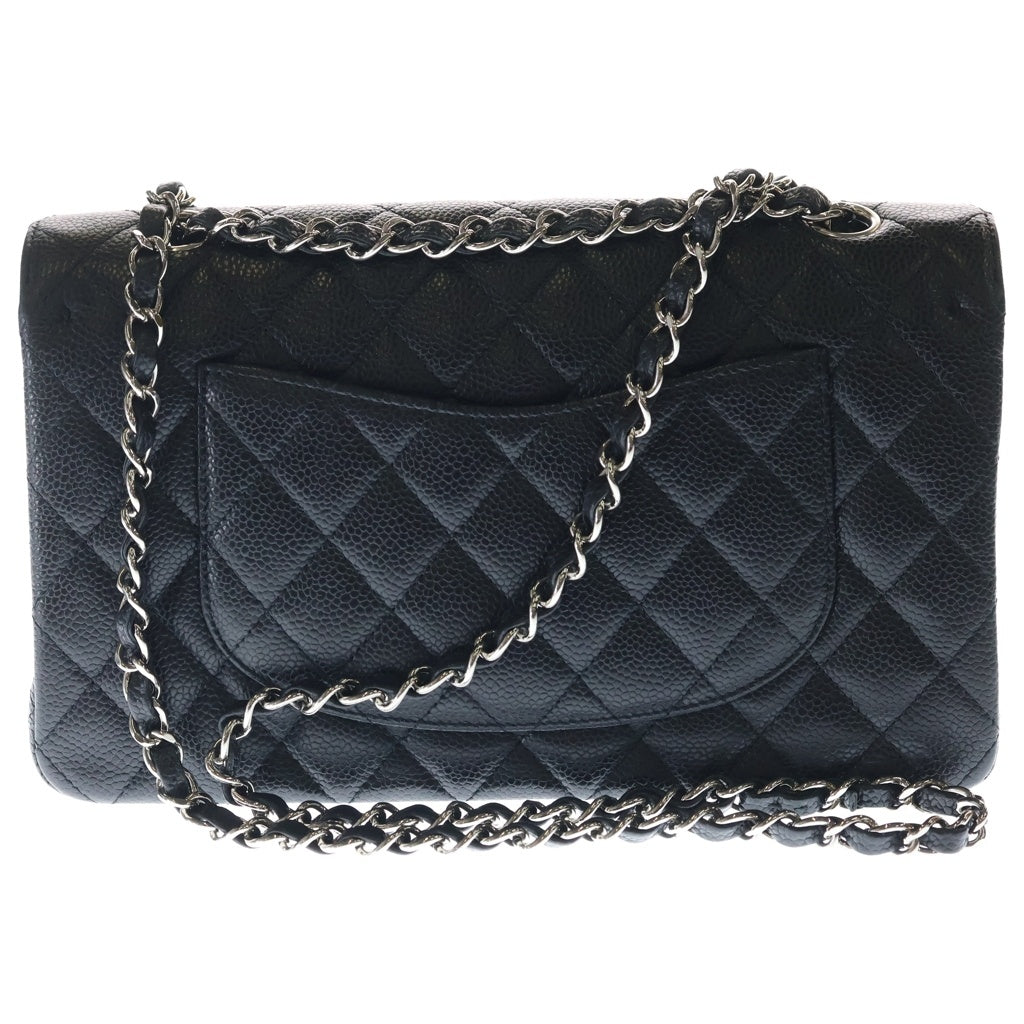 CHANEL(シャネル) マトラッセ25 WフラップWチェーンショルダーバッグ ブラック キャビアスキン A01112 シルバー金具 レディース