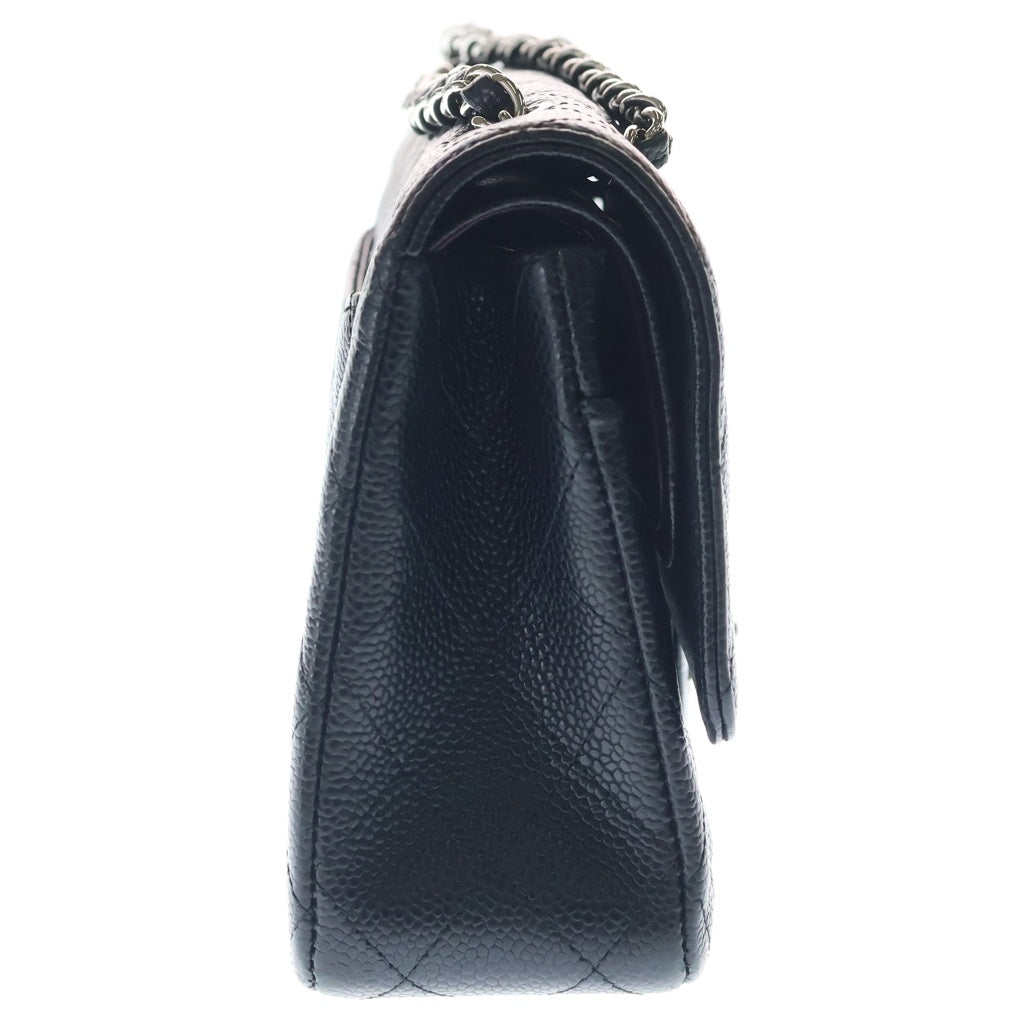 CHANEL(シャネル) マトラッセ25 WフラップWチェーンショルダーバッグ ブラック キャビアスキン A01112 シルバー金具 レディース