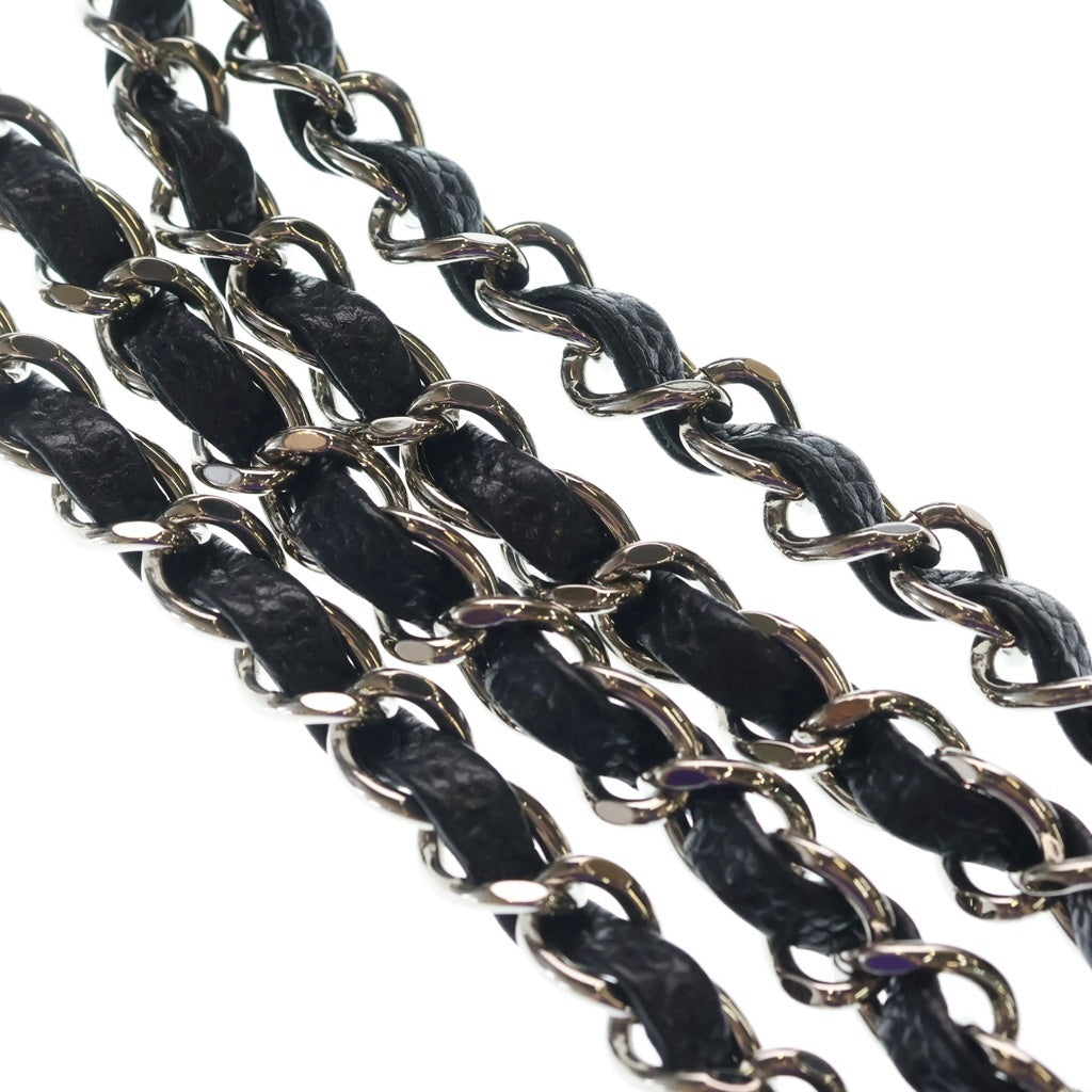 CHANEL(シャネル) マトラッセ25 WフラップWチェーンショルダーバッグ ブラック キャビアスキン A01112 シルバー金具 レディース