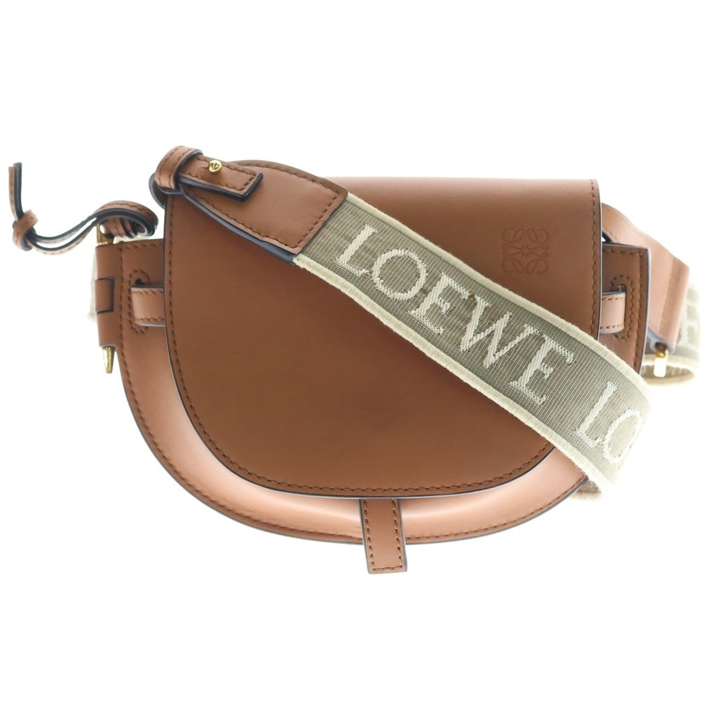 LOEWE(ロエベ) ゲートデュアル バッグ ミニ ショルダーバッグ ブラウン レザー ゴールド金具 レディース