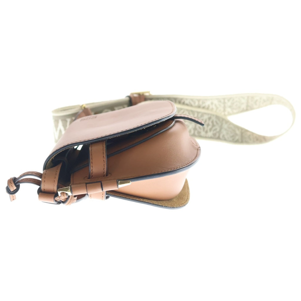 LOEWE(ロエベ) ゲートデュアル バッグ ミニ ショルダーバッグ ブラウン レザー ゴールド金具 レディース