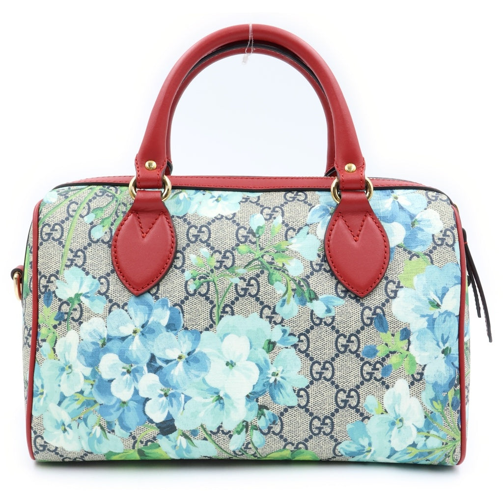 GUCCI(グッチ) GGブルームス PVC レザー 2WAY ミニボストン ハンド ショルダーバッグ ゴールド金具 ネイビー/レッド 546314 レディース