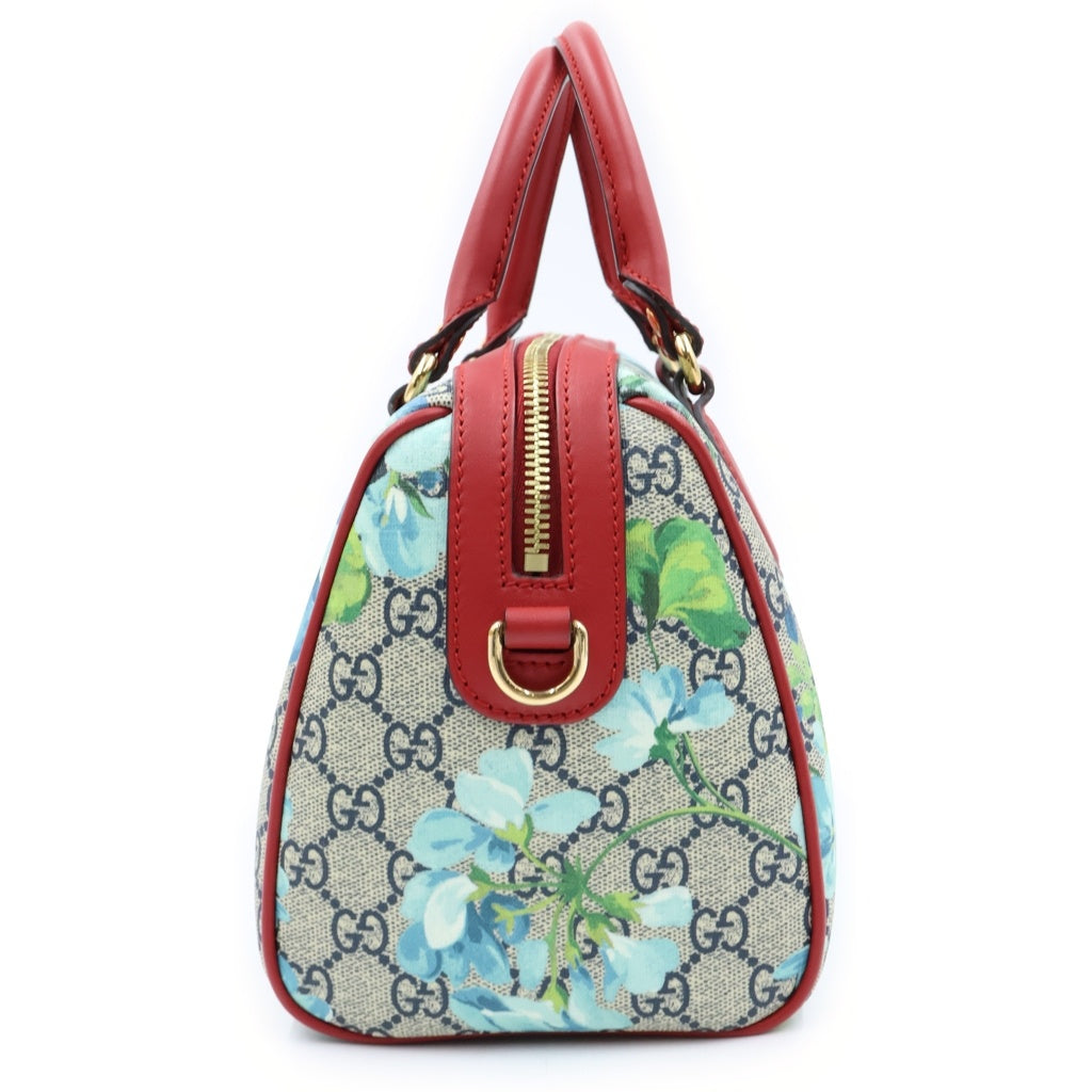 GUCCI(グッチ) GGブルームス PVC レザー 2WAY ミニボストン ハンド ショルダーバッグ ゴールド金具 ネイビー/レッド 546314 レディース