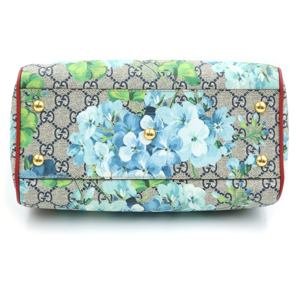 GUCCI(グッチ) GGブルームス PVC レザー 2WAY ミニボストン ハンド ショルダーバッグ ゴールド金具 ネイビー/レッド 546314 レディース