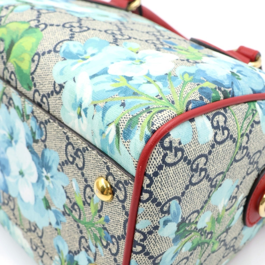 GUCCI(グッチ) GGブルームス PVC レザー 2WAY ミニボストン ハンド ショルダーバッグ ゴールド金具 ネイビー/レッド 546314 レディース
