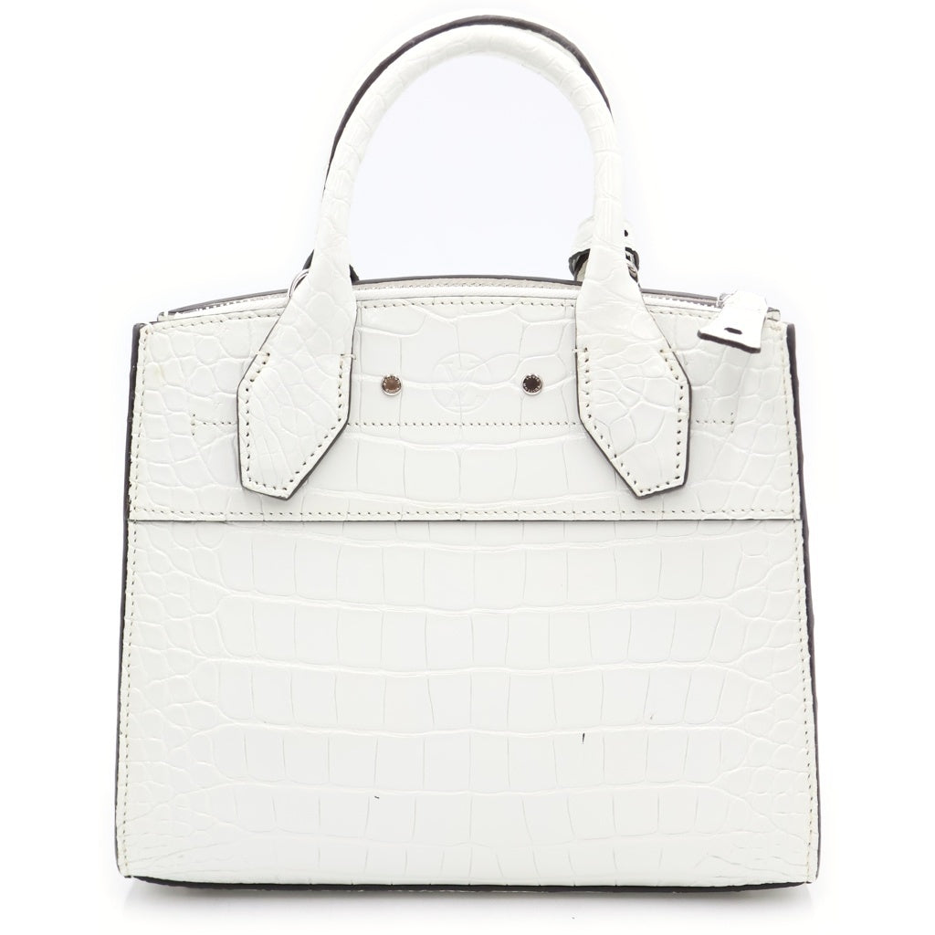LOUIS VUITTON(ルイヴィトン) エキゾチック レザー シティ スティーマー MINI 2WAYハンドバッグ ショルダーバッグ ホワイト クロコレザー N84247 シルバー金具 レディース