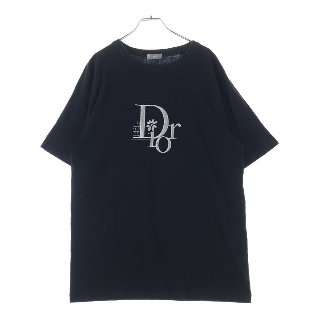 DIOR(ディオール) ×ERL イーアールエル ラメ ロゴ刺繍 クルーネック 半袖Tシャツ カットソー ブラック 313J647A0817