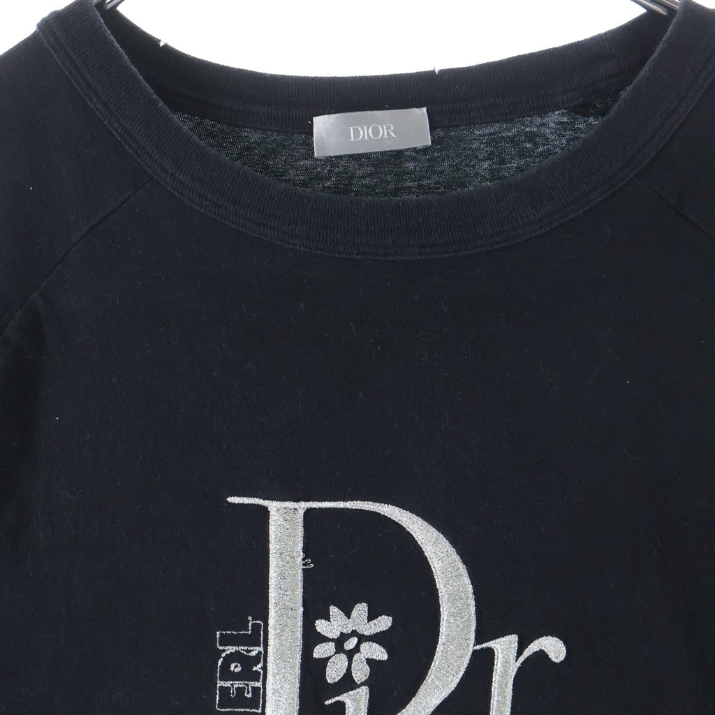 DIOR(ディオール) ×ERL イーアールエル ラメ ロゴ刺繍 クルーネック 半袖Tシャツ カットソー ブラック 313J647A0817