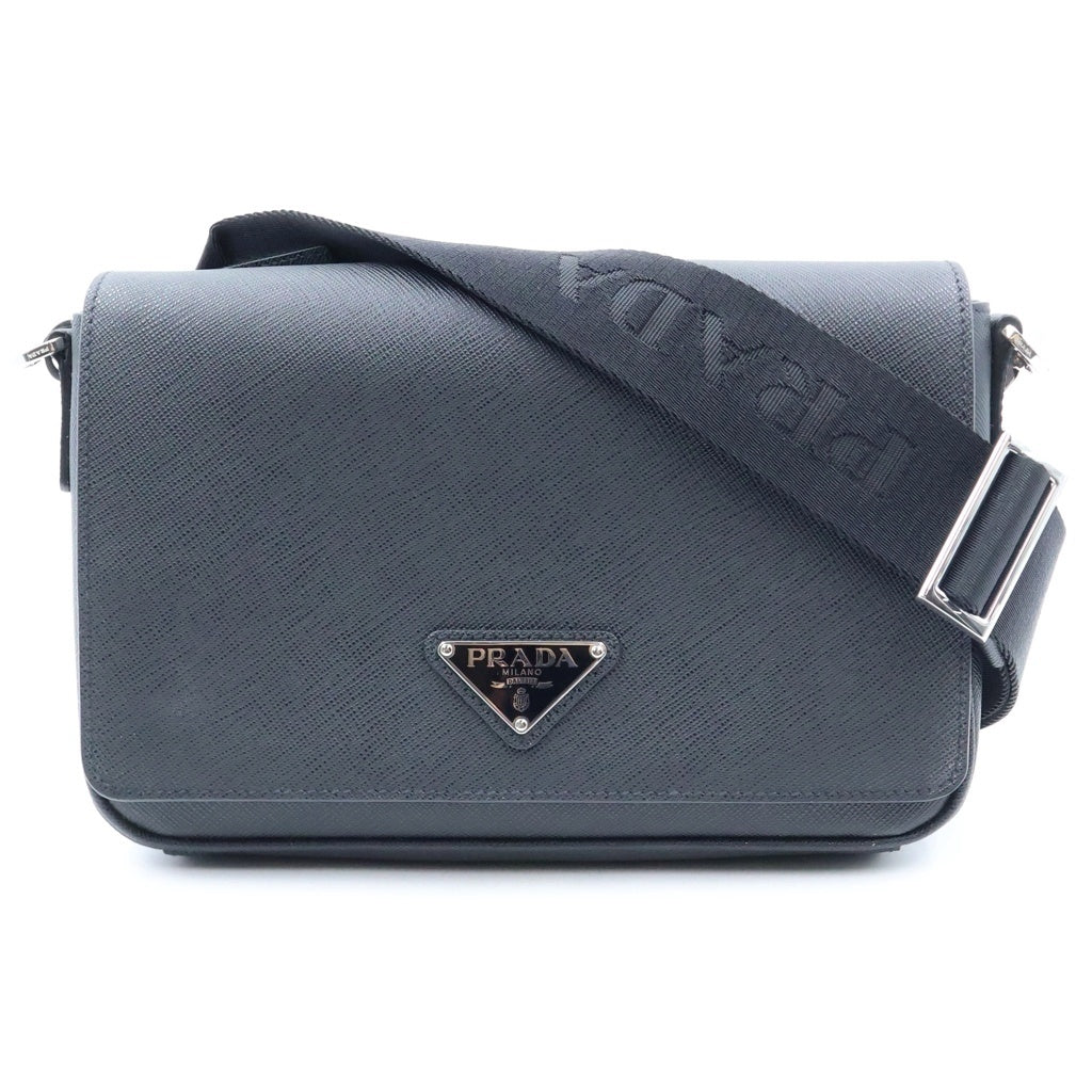 PRADA(プラダ) ロゴ ショルダーバック サフィアーノ レザー ブラック 2VD059