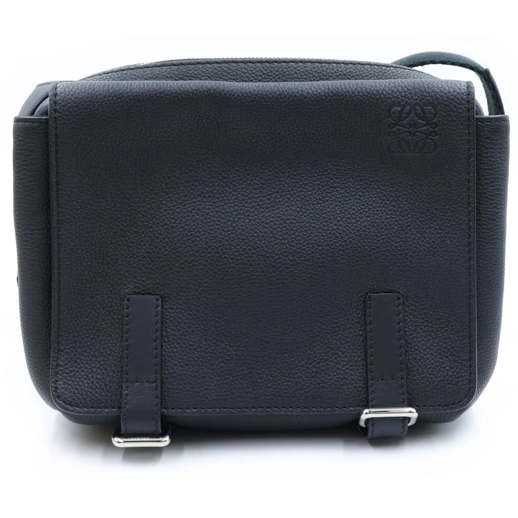 LOEWE(ロエベ) アナグラム メッセンジャーバッグ レザー シルバー金具 ショルダーバッグ ブラック