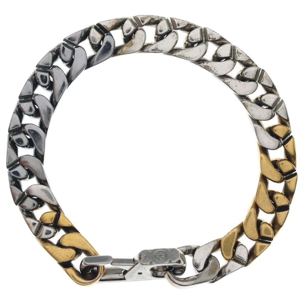 LOUIS VUITTON(ルイヴィトン) モノグラム コリエ チェーンリンクス パッチーズ ストラス ラインストーン メタル チェーンブレスレット #L シルバー/ゴールド/ブルー MP2777 レディース