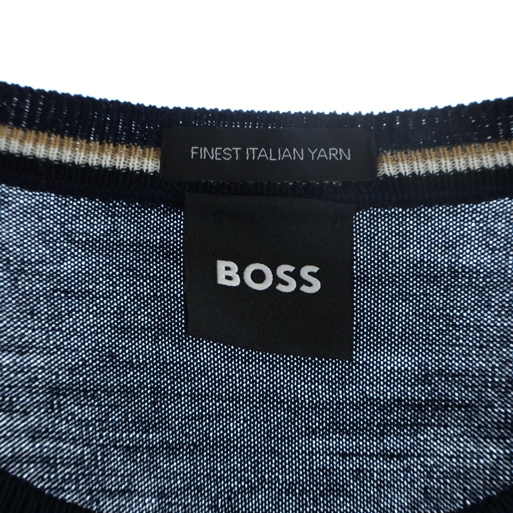 BOSS(ボス) ロングTシャツ 長袖ニット ネイビー ウール