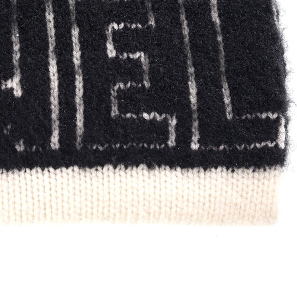 CHANEL(シャネル) ココマーク ロゴ マフラー ストール ブラック×ホワイト カシミヤ レディース