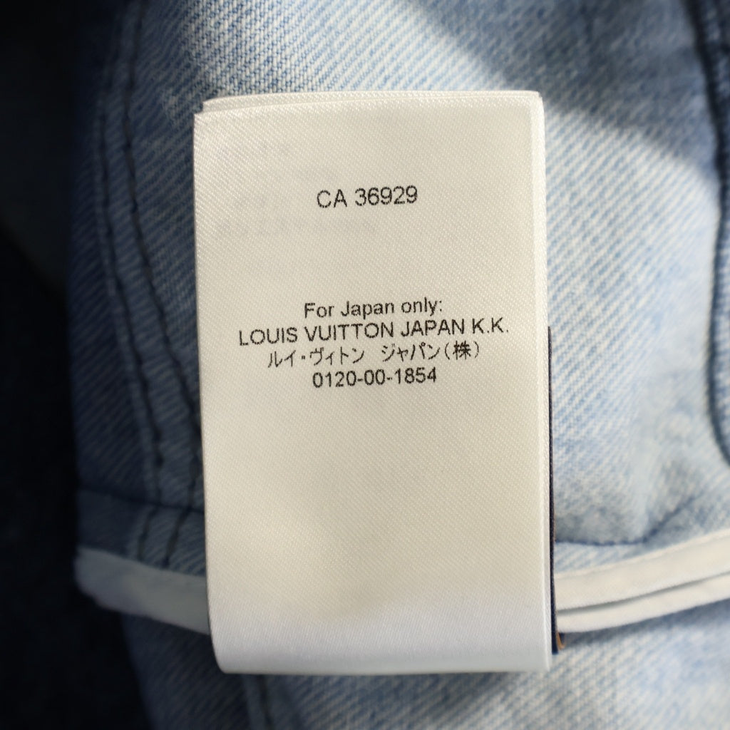 LOUIS VUITTON(ルイヴィトン) モノグラムパッチワーク デニムロングスリーブ 切り替えポロシャツ インディゴブルー 1AFQBU