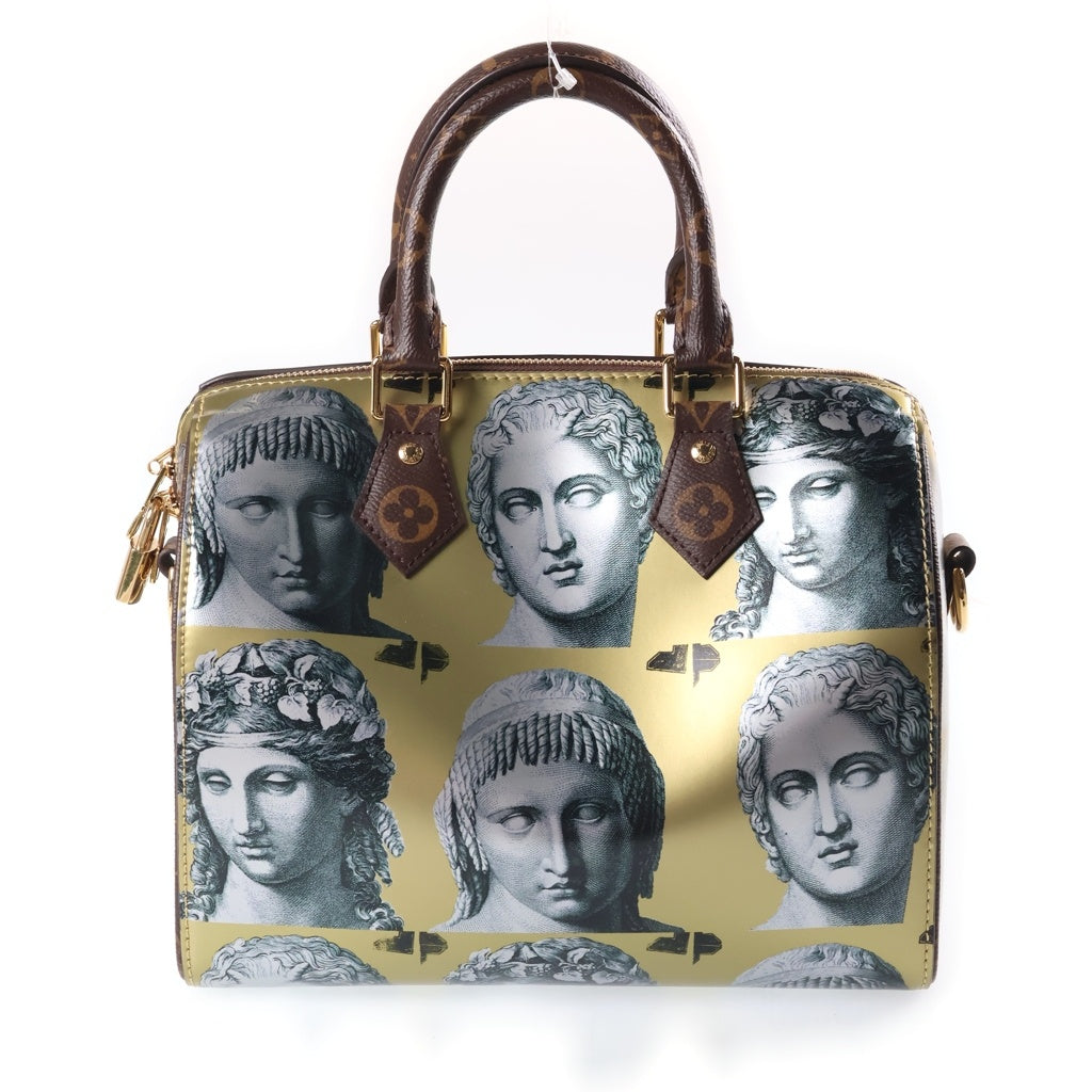 LOUIS VUITTON(ルイヴィトン) スピーディバンドリエール25 フォルナセッティ コラボ 2WAYハンドバッグ ショルダーバッグ ブラウン×メタリックイエロー レザー×PVC M59136 ゴールド金具 レディース