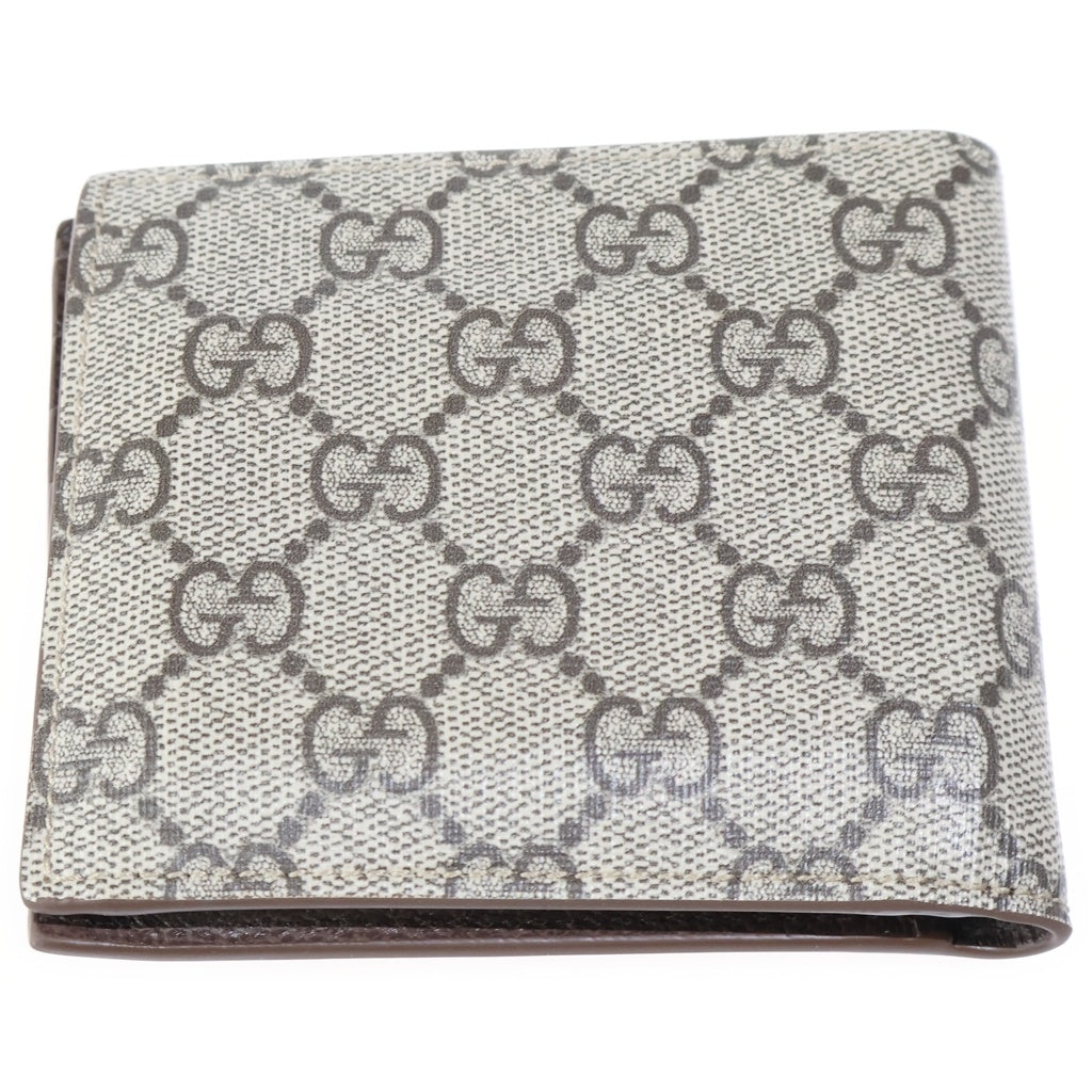 GUCCI(グッチ) GGスプリーム コンパクトウォレット 二つ折り財布 カードケース ベージュ PVC 768244